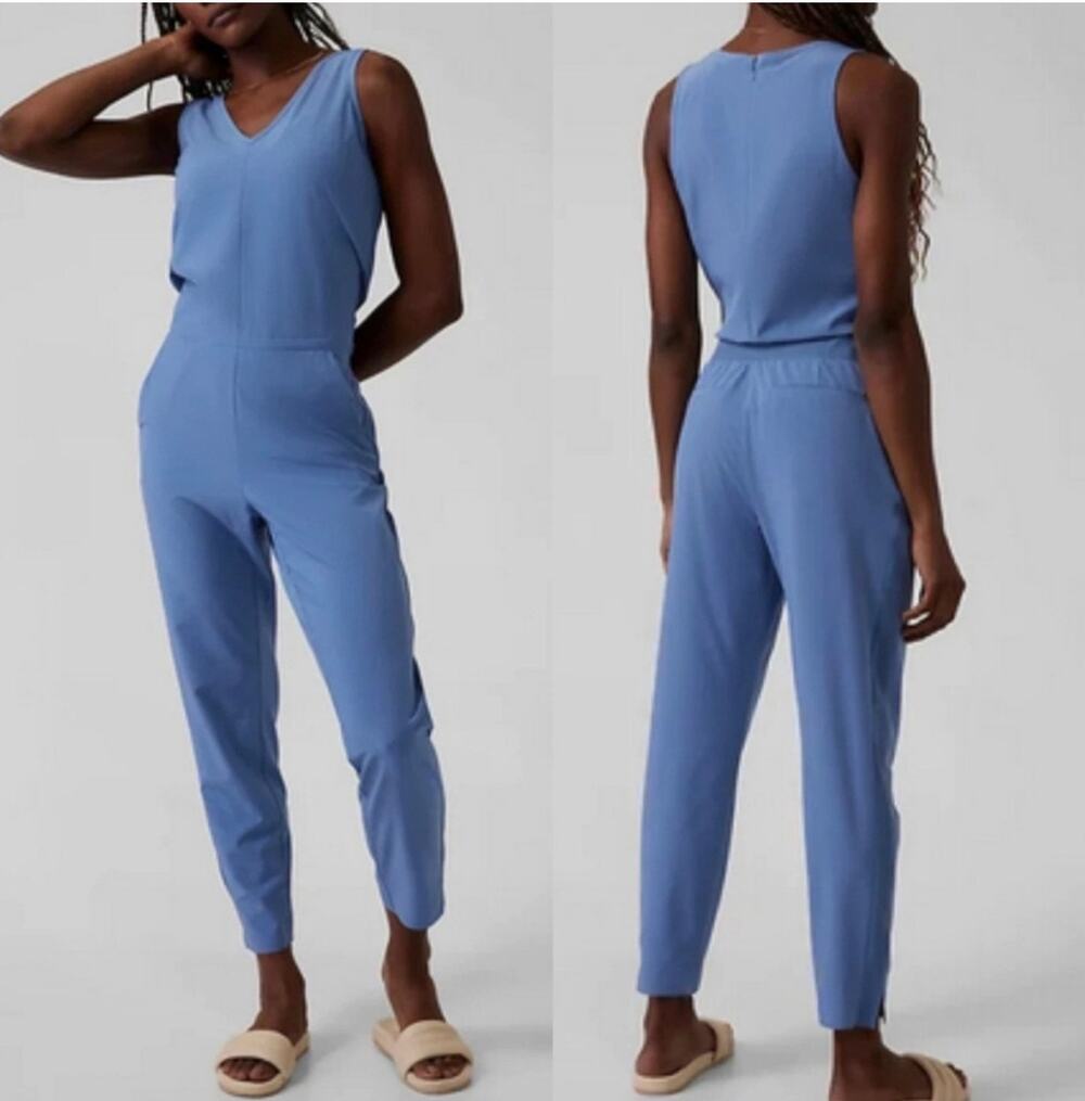 ATHLETA BROOKLYN UTILITY JUMPSUIT COTTAGE BLUE WOMENS SIZE 4